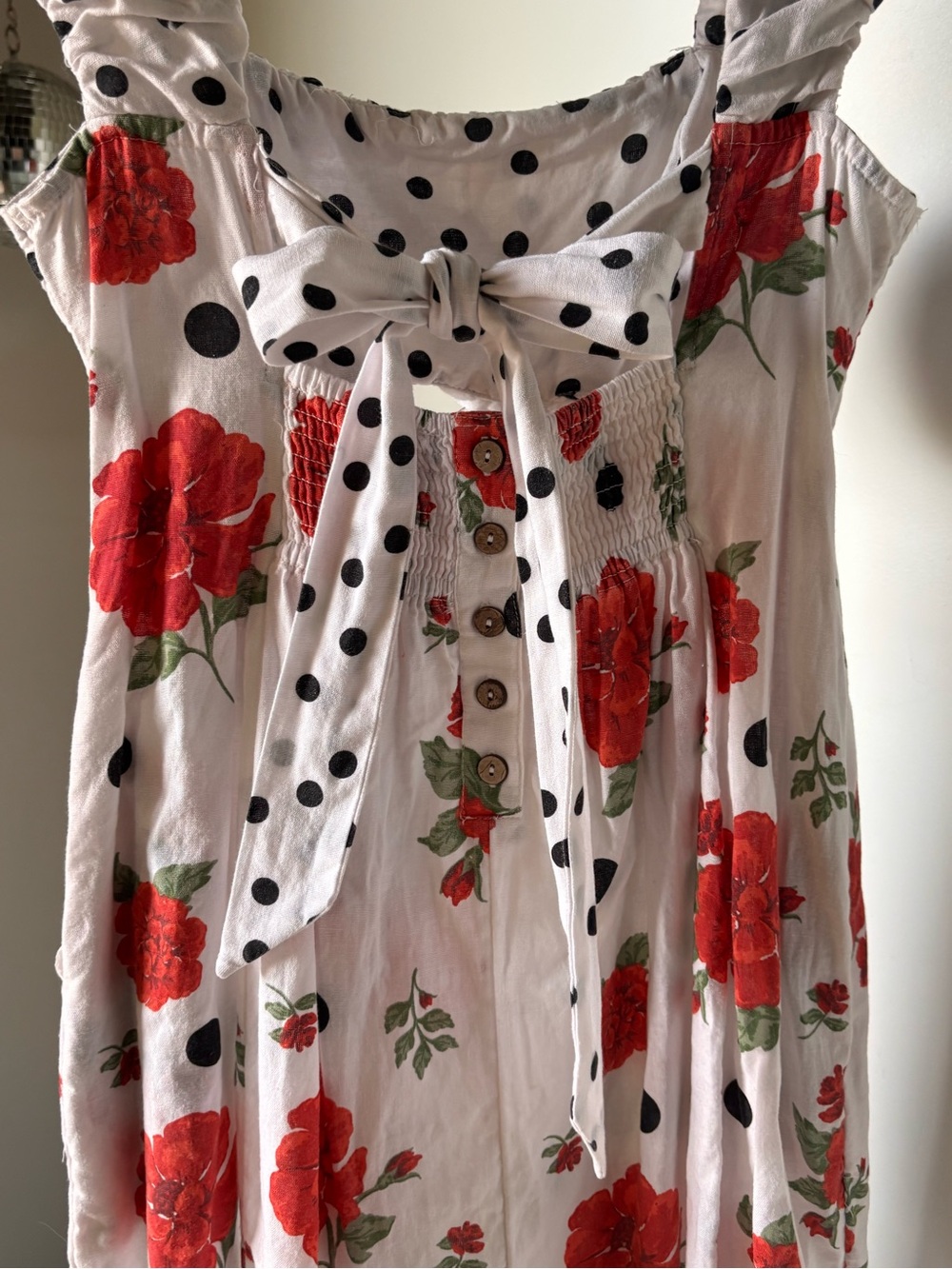 Free People White Linen Bom Bom Island Mini in Polka Dots & Roses 🌹 - Picture 4 of 9